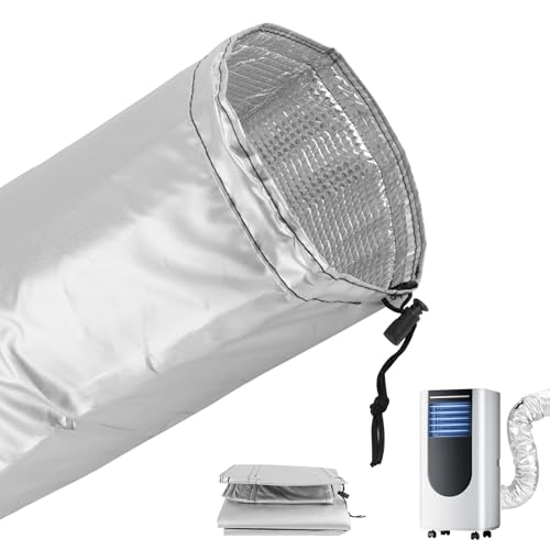 スポットエアコン用ダクトホースカバー 断熱性向上・室温上昇抑制 防水防塵 三重構造 移動式エアコン対応 排気ホース対応(直径12.7cm〜15cm・長さ130cm+延長)夏の冷却効率アップに