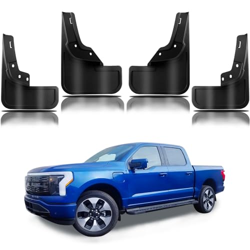 Image of Mud Flaps Kit for 2022-2024 Ford F-150 Lightning Mud Flaps Kit Mud Splash Guard Front and Rear 4-PC Set Fender Mud Guard Accessories No Need to Drill Holes, Black