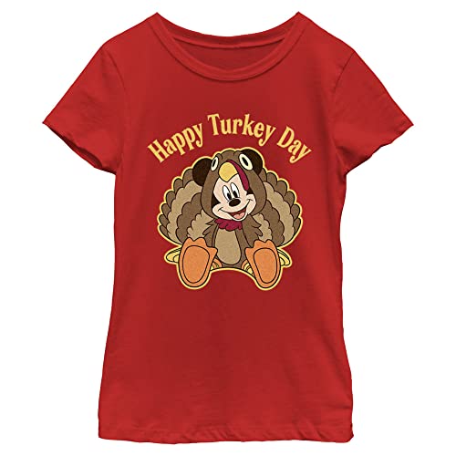T-shirt rouge Mickey Disney pour fille en coton taille XL pour Thanksgiving - 2