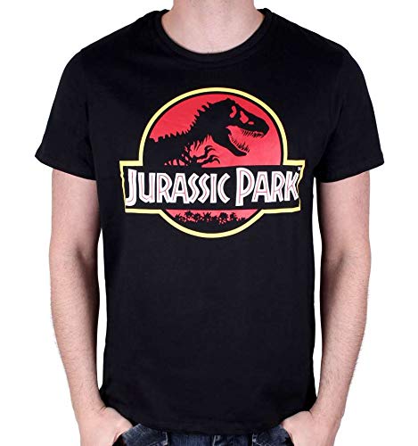 cotton division T-Shirt Jurassic Park Camiseta, Negro, L para Hombre