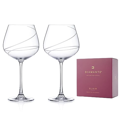 Par de copas de cristal de cristal de diamante, diseño de la colección Aurora, regalo perfecto