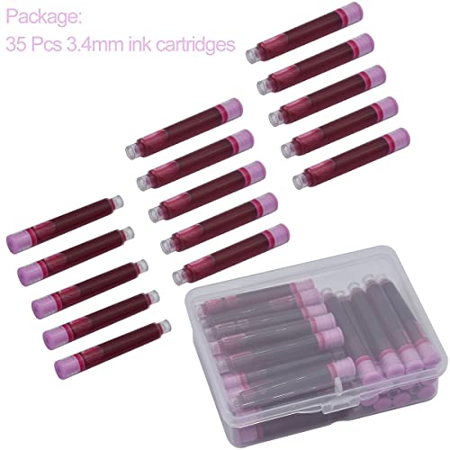 SIPLIV 35 PCS Ink Cartridges, 3.4 mm Bore Diameter Fountain Pen Calligraphy Pen Refill Ink Cartridges - Pink - Image 3