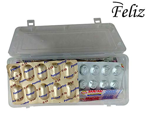 Image of Feliz clear plastic long storage boxes size 8.5x3.25x3 in (Set of 6) - Medicine Box, Jewellery Box