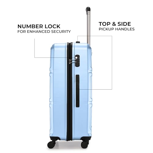 Image of Jet Set Go by Nasher Miles Dollar Hard-Sided Polycarbonate Luggage Set of 3 Pastel Blue Trolley Bags (55, 65 & 75 cm)