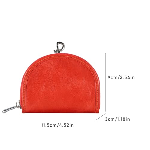 Genuine Leather Coin Purse for Women Semicircle Coin Purse Pouch Large Capacity Coin Pouch Ladies Mini Purse for Shopping, Travel, Birthday Gift (red)2