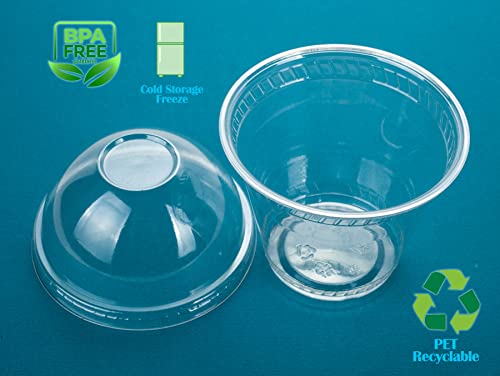 Image of Golden Apple Cup series, 9oz Clear Plastic cups with Dome lids no hole 50sets, BPA Free