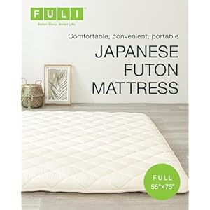 FULI Japanese Futon Mattress, Foldable & Portable Floor Lounger Bed, Roll Up Sleeping Pad, Shikibuton, Made in Japan (White, Full) FULI Japanese Futon Mattress Foldable Portable Floor Lounger Bed Roll Up Sleeping Pad Shikibuton Made in Japan White Full