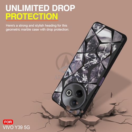Image of AESTMO Back Case Cover for Vivo Y39 5G Back Cover | Gold Electroplated | 3D Cube Marbles Shiny Design | Slim Protective Back Cover for Vivo Y39 5G (Black)