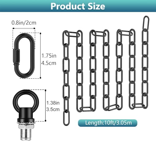 Image of garini 10 Feet Industrial Black Light Fixture Chain, Adjustable Metal Pendant Chandelier Chain Extension with Detachable Link, Maximum Load is 66 Pounds