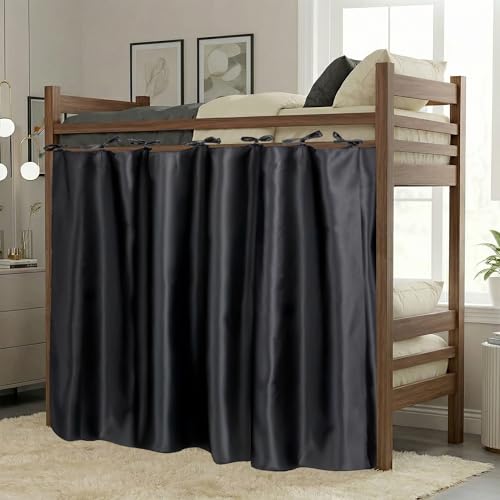 Calm & Cozy Blackout Bunk Bed Curtains for Bottom Bunk Black 1 Panel
