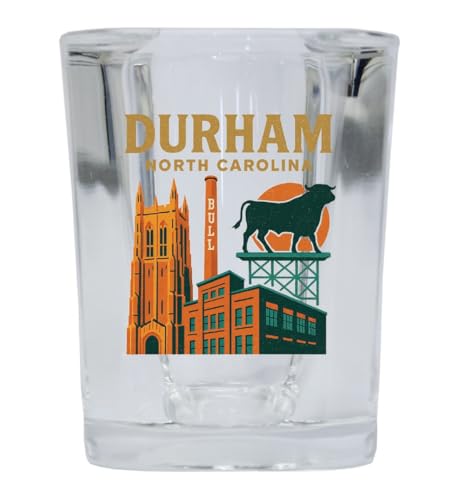Vaso de shot cuadrado vintage Durham North Carolina 2 oz