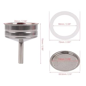 BQLZR Coffee Machine Gasket Seals Funnels Filters Mesh Kits Replacement for Bialetti BQLZR Coffee Machine Gasket Seals Funnels Filters Mesh Kits Replacement for Bialetti