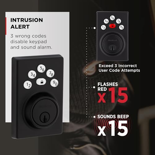 Kwikset Powerbolt 240 5-Button Keypad Matte Black Contemporary Electronic Deadbolt Door Lock, Featuring Convenient Keyless Entry, Customizable User Codes and Auto-Locking - image 6