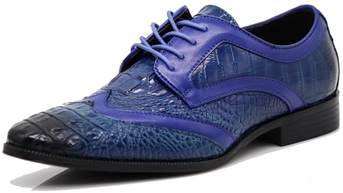 Image of ODN Men's Alligator Crocodile Print Oxfords Fashion Lace Up Dress Shoes