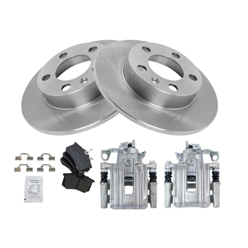 Image of TRQ Rear Brake Pad and Rotor Set Semi Metallic Rotors Calipers | For 1999 Volkswagen Jetta