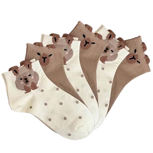 6 Pairs Fuzzy Capybara Socks for Women Cozy Socks Fluffy Socks Slipper Socks Crew Socks Kawaii Socks