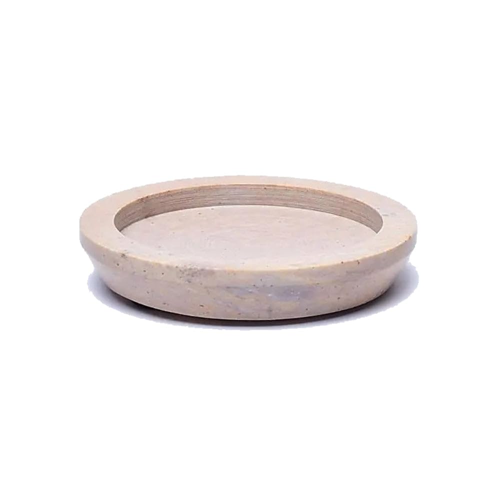 Natural Beige Soapstone Pillar Candle & Incense Holder – 9.5cm