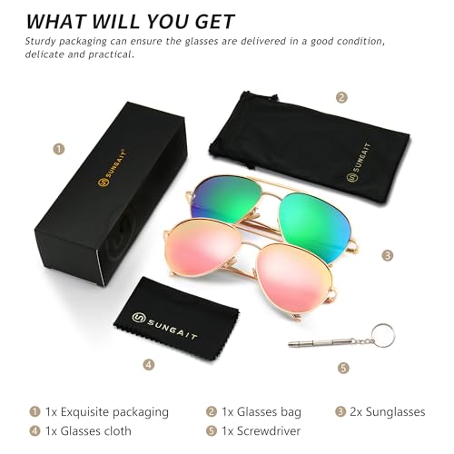 Image of SUNGAIT Women's Lightweight Oversized Aviator Sunglasses