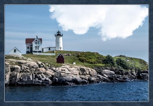Nubble Lighthouse Fabric Panel, OCE-040, Panel Size is 24” X 16.75”, Quality Quilting Cotton