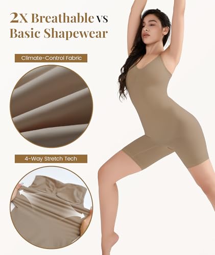 Bodysuits for Women,Full Body Tummy Control Shaper,Seamless Snatched Waist Mid-Thigh,Spaghetti Strap Body Suit3
