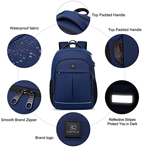 CAFELE 17.3 Inch Laptop Backpack with USB Charging Port, TSA-Friendly & Water-Resistant College Bookbag for Men and Women (Blue) - image 6