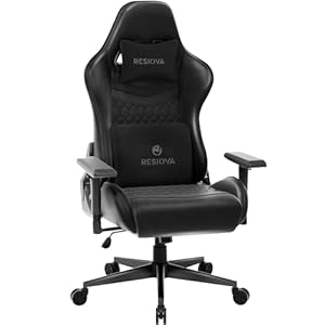 Gaming Chair for Adults,Ergonomic Office Computer Chair Racing Chair,High Back Gamer Chair with Velvet Headrest and Lumbar Support,Faux Leather 350LBS Video Game Chair(Black)
