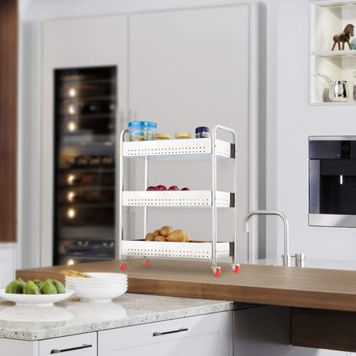 Image of Stainless Steel Kitchen Trolley Fruits & Vegetable Basket Spice Container Organizer Rack for Kitchen Multipurpose Kitchen Rotating Trolley for Onion Potato Storage Basket (LWH: 44 x 23 x 61CM)