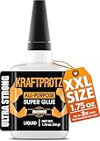 Superglue Extra Thin – 50 g / 1.75 oz – Fast-Drying CA Super Glue for Fine Cracks, Wood, Metal & Ceramic – Capillary Flow Tip for Detailed Repairs – KRAFTPROTZ