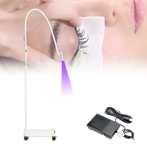 LáMpara Uv Para Extensiones De PestañAs, LáMpara Led De 5 W Para Fotocurado De Pegamento, Con Pedal, Secado RáPido En 2-3 Segundos, 1 Gafas, Foco Ajustable.,White