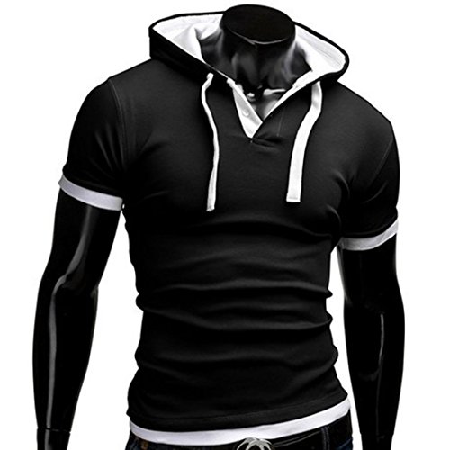Chándal de Hombres Camisas Hombre de Talla Grande Camisetas Casuales Sudadera con Capucha de Moda del Verano de Hombres Camiseta de Manga Corta niños Tees Tops Blusa(Blanco, L)