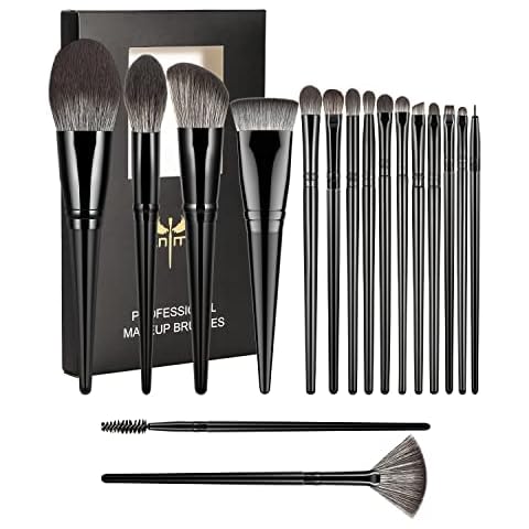 Anmor Luxurious Black Makeup Brush Set, Premium Makeup Brushes for Foundation Kabuki Powder Blush Eyeshadow Blending Crease Makeup, Superior Soft Luxurious Makeup Brush Set with Micro Crystal Fiber Cover