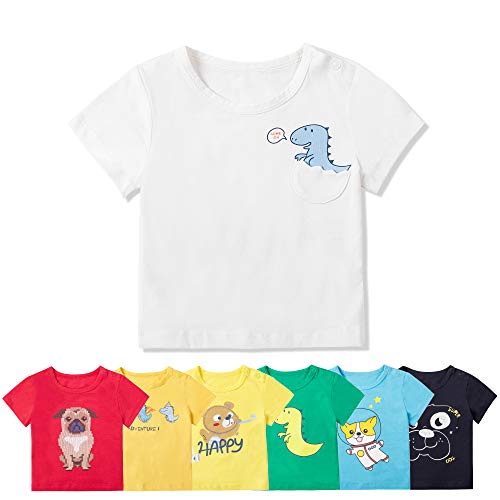 COTTON FAIRY Baby Boy 7 Pack Short Sleeve Crew Tees T-Shirts 12 Months