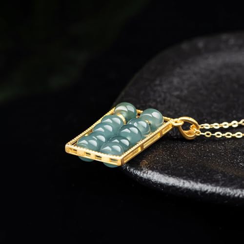 Collier pendentif boulier bleu argent S925 et jade véritable le cadeau idéal pour femme - 2