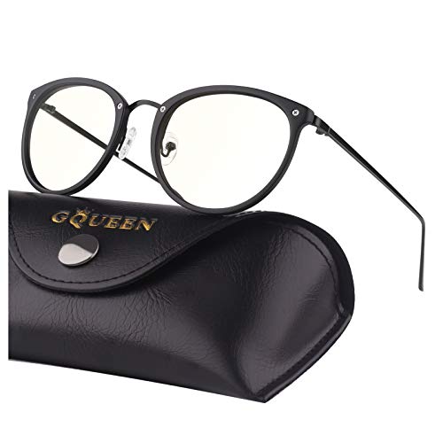 GQUEEN Retro Round Non Prescription Fake Glasses Blue Light Blocking Glasses Clear Vintage Fashion Men Women