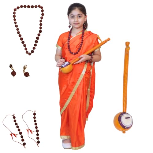 Image of Kaku Fancy Dresses Polyester Meerabai Costume For Kids | Ramayan Character| Meera Bai Dress | Mythological Character - For Girls - 3-4 Years