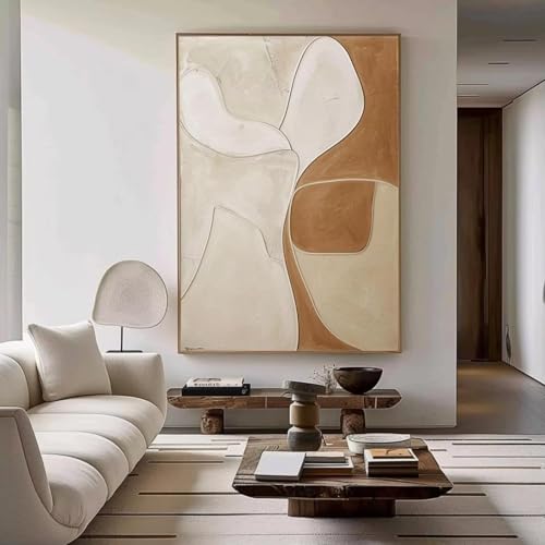 Décoration murale encadrée haut de gamme avec peinture moderne beige