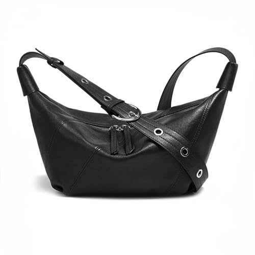 Image of MFFOR Genuine Leather Hobo Bags for Women, Crescent Bag Crossbody | Designer handbag, 9.8*3.9*7inch, Slouchy shoulder purse, Adjustable strap, Daily life