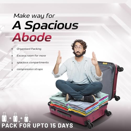 Image of VIP Aristocrat 3 Pc Set Cabin 55 cm (Small),65 cm (Medium),75 cm (Large) 4 Wheels Trolley,Hard Case Lightweight Bag & Combination Lock Suitcase with 7 Years International Warranty (RED)