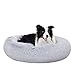 Amazon Basics Weich Haustierbett für Hund, Donut-Kissen, Kunstfell, Maschinenwaschbar, 91 cm, Grau