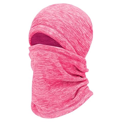 Balaclava Ski Face Mask, Winter Cold Weather Windproof Hooded Scarf Hat with Neck Warmer, Cycling UV Protector for Women Men Pink Cover