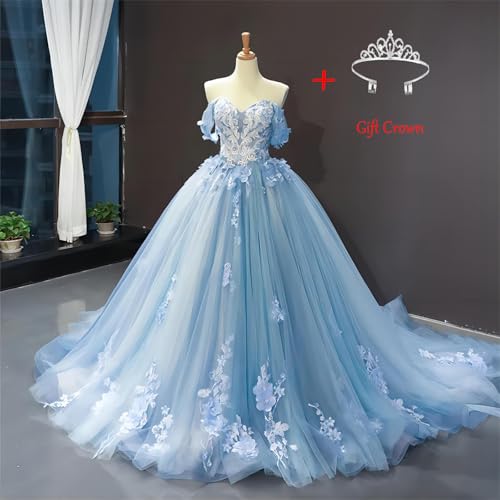 Women's Off Shoulder Quinceanera Dresses Puffy Ball Gown Lace Prom Dresses 2024 Sweet 15 16 Dresses for Women2