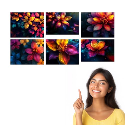 Image of SiddArtify Floral Wall Art Prints Set - Colorful Flower Poster Decor for Living Room Bedroom Office - 8x12 inch Board Pack of 6