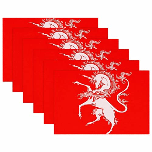 Set de table licorne rouge de qualité supérieure résistant à la chaleur - 6