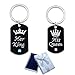 Yijunmca - Set di 2 portachiavi con scritta "His Queen Her King", portachiavi a forma di corona con ciondolo a forma di corona per il poker e il miglior regalo per amici e fidanzati