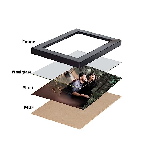 Image of Customized 4 Photo Wood Collage Frames For Wall, Personalised Rectangular Photo Frame With Photo Upload For Couple, Family, Kids In Bedroom, Living Room And Gift, 8X12 Inch, Black