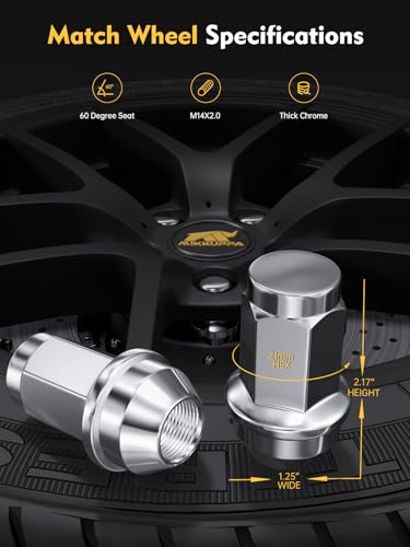 MIKKUPPA M14x2.0 Lug Nuts - Replacement for 2003-2014 Ford F150 Expedition Lincoln Navigator Factory Wheels - 24pcs 13/16 Hex 2 Inch Chrome OEM Factory Style Large Acorn Seat Lug Nuts