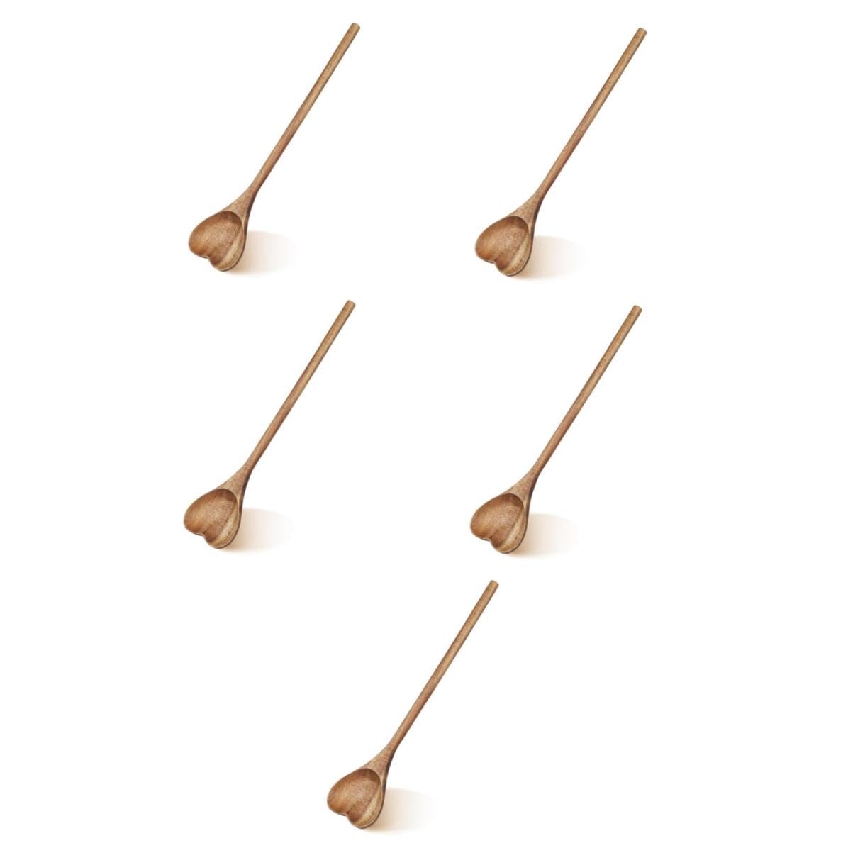 Ciieeo Cuchara Mezcladora de Madera en Forma de Corazón, Utensilio de Cocina Multifunción, Mango Ergonómico Grueso, Resistente al Desgaste, Reutilizable para Postres, Té y Miel,