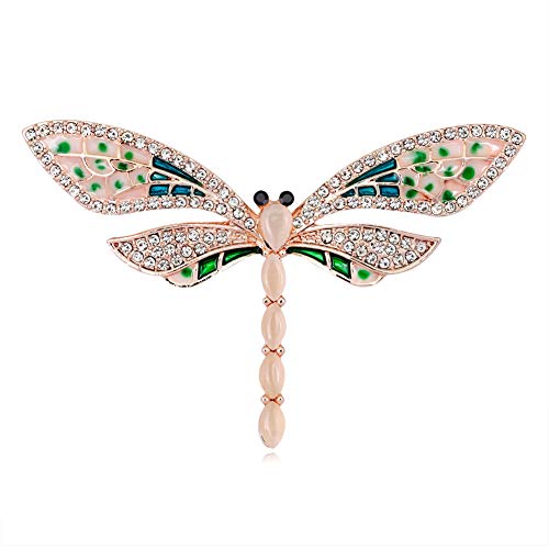 Haodou Rhinestone libélula broches para Las Mujeres Esmalte Azul Verde Broche de Insectos libélula Hombres Traje Vestido Pin y broches