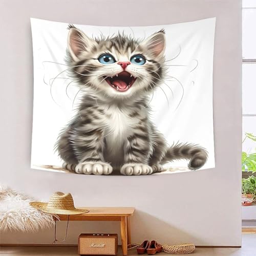 Tapisserie chat 3D décoration murale salon tissu 150x200