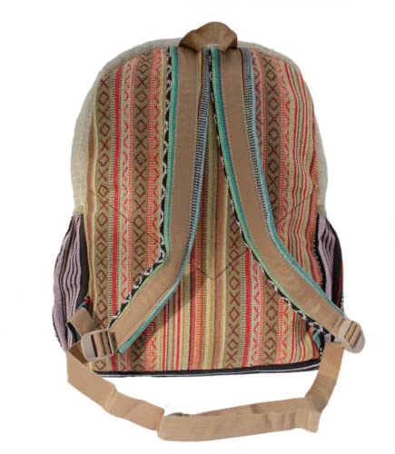 Himalayan Fashion Rainbow Multicolor Large Pocket Hemp American Native Design Backpack3
